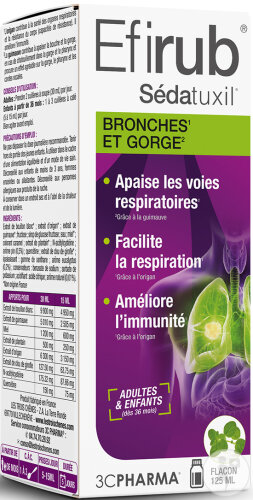3C Pharma Efirub Sédatuxil Bronches Et Gorge Sirop 125ml