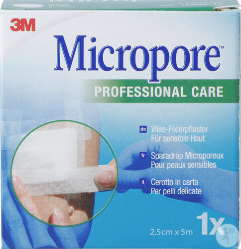 3M Micropore Vlies Sans Dispenser 25mm x 5m Blanc 1 Pièce