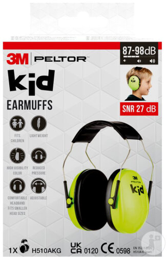 3M Peltor Kids Casque Antibruit Enfants Vert Néon 1 Pièce