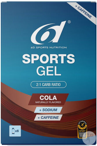 6D Sports Gel Cola Plus Caféine 6x45ml