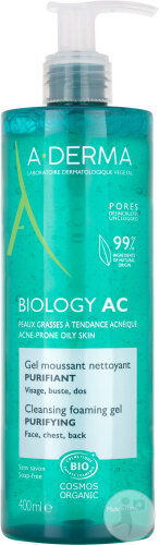 A-Derma Biology Ac Gel Moussant Nettoyant Purifiant Peau Grasse À Tendance Acnéique 400ml