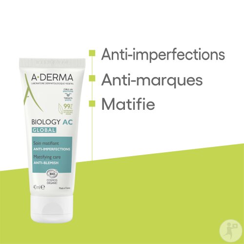 A-Derma Biology Ac Global Soin Matifiant Anti-Imperfections Anti ...