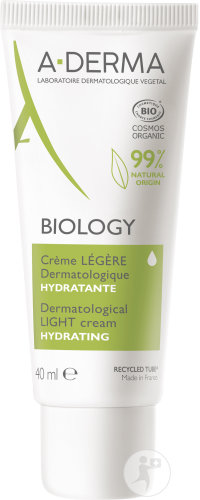A-Derma Biology Crème Légère Dermatologique Hydratante Bio Peaux Fragiles Mixtes 40ml