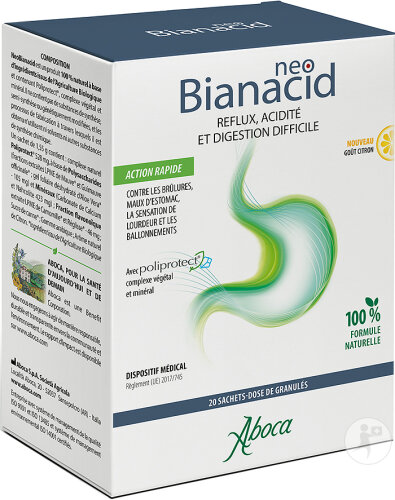 Aboca Neobianacid Goût Citron Reflux Acidité Et Digestion 20 Sachets Granulés