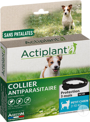 Actiplant Collier Antiparasitaire Chien 2-10kg Noir Pièce