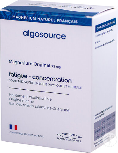 Algosource Magnésium Original 75mg Ampoules 15x10ml