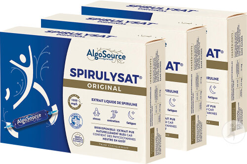 Algosource Spirulysat Original Extrait Liquide De Spiruline Ampoules 60x10ml Promo Pack