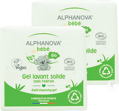 Alphanova Bébé Gel Lavant Solide À L'Huile D'Olive Sans Parfum Bio 2x100g Promo 2ème À -25%
