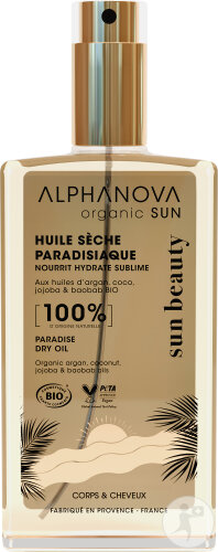 Alphanova Organic Sun Beauty Huile Sèche Paradisiaque Corps Et Cheveux Bio 100ml
