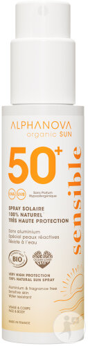 Alphanova Spray Solaire Sans Parfum IP50+ Peaux Sensibles 100g