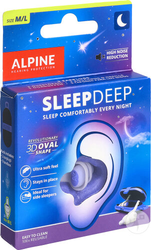 Alpine SleepDeep Bouchons D'Oreilles De Sommeil Taille M/L  1 Paire