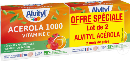 Alvityl Acérola 1000 Vitamine C  Défenses Naturelles Et Fatigue Passagère 2x30 Comprimés à Croquer
