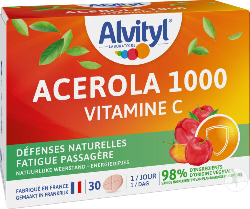 Alvityl Acerola 1000 Vitamine C Défenses Naturelles Et Fatigue Passagère 30 Comprimés À Croquer