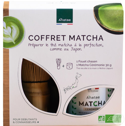 Anatae Coffret Matcha Cérémonie Bio 30g + 1 Fouet Bambou