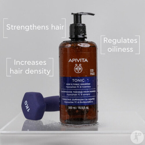 Apivita Shampoing Tonique Pour Hommes Cheveux Clairsemés Ecopack 500ml-2