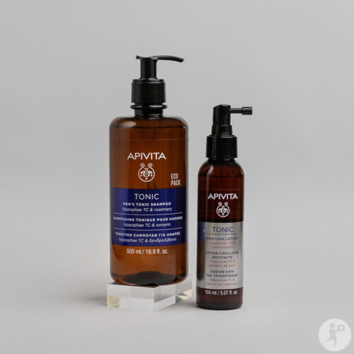 Apivita Shampoing Tonique Pour Hommes Cheveux Clairsemés Ecopack 500ml-9