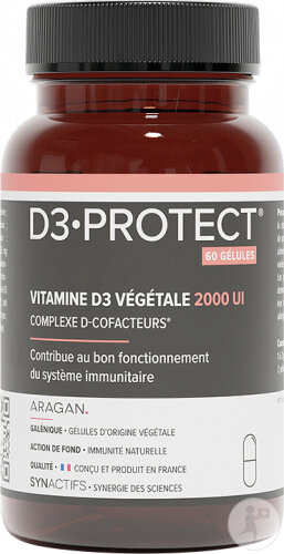 Aragan Synactifs D3 Protect Immunité Vitamine D3 Magnésium 60 Gélules