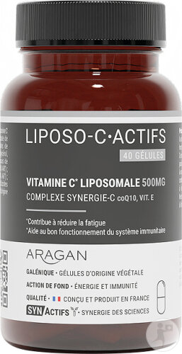 Aragan Synactifs Liposo-C Actifs Énergie Vitamine C Liposomale 40 Gélules