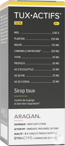 Aragan Synactifs Tuxactifs 12+ Confort De La Gorge Camomille 125ml