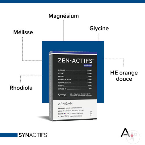 Aragan Synactifs Zenactifs Anti-Stress Rhodiola Mélisse 30 Gélules-2