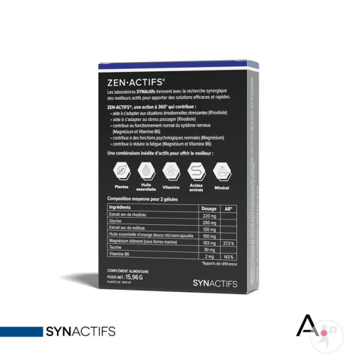 Aragan Synactifs Zenactifs Anti-Stress Rhodiola Mélisse 30 Gélules-4