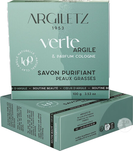 Argiletz Cœur D'Argile Savon Purifiant Argile Verte Parfum Cologne Peaux Grasses 100g