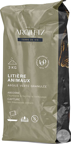 Argiletz Litière Naturelle Pour Animaux Argile Verte 3kg