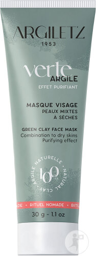 Argiletz Mini Masque Argile Verte Prête À L'Emploi Visage Peaux Grasses Tube 30g