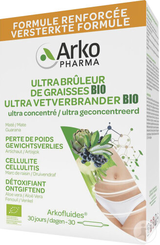 Arkofluides Ultra Brûleur De Graisses Bio Complément Alimentaire Ampoules 30x10ml