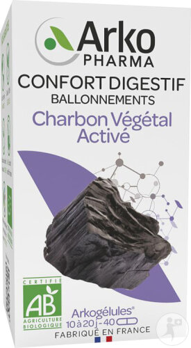 Arkogélules Charbon Végétal Bio 40 Gélules