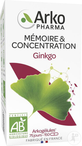 Arkogélules Gingko Mémoire Et Concentration Bio 150 Gélules