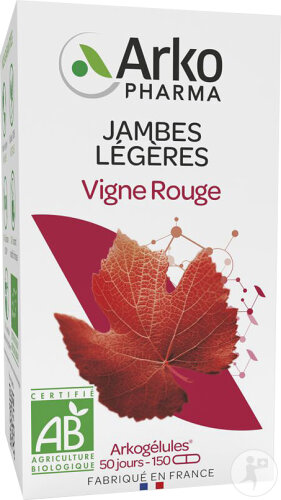 Arkogélules Vigne Rouge Bio Jambes Légères 150 Gélules
