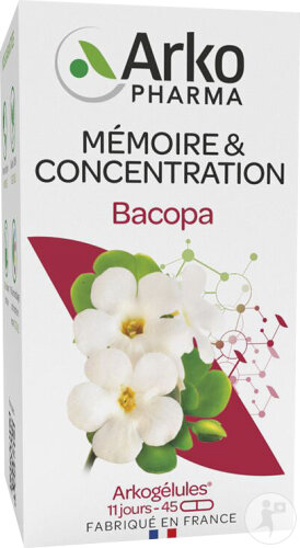 Arkopharma Arkogélules Bacopa Mémoire Et Concentration 45 Gélules Végétales