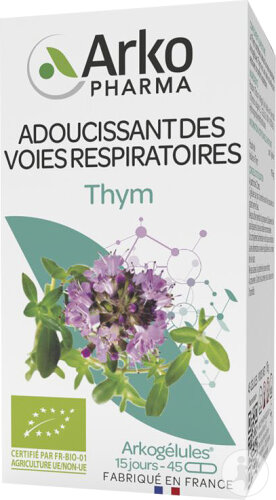 Arkopharma Arkogélules Bio Thym 975mg Feuille Adoucissant Voies Respiratoires 45 Gélules