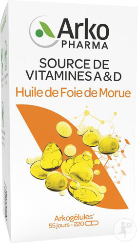 Arkopharma Arkogélules Huile Foie De Morue Source De Vitamines A et D Capsules 220