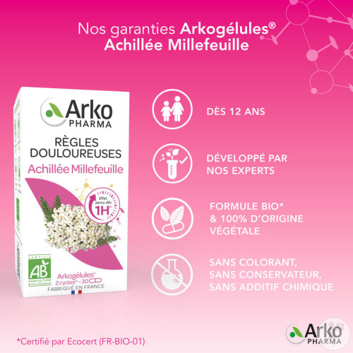 Arkopharma Arkogélules Règles Douloureuses Achillée Millefeuille Bio 30 Gélules-2