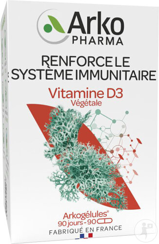 Arkopharma Arkogélules Vitamine D3 Végétale 2000UI Issue Du Lichen Boréal 90 Gélules