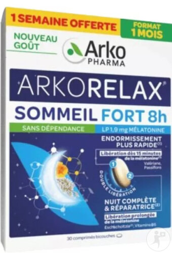 Arkopharma Arkorelax Sommeil Fort 8H XL 30 Comprimés 