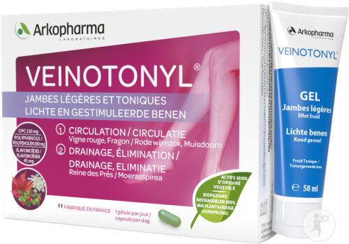 Arkopharma Veinotonyl Jambes Légères Promo 30 Gélules + Tube 50ml