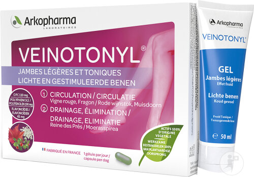 Arkopharma Veinotonyl Jambes Légères Promo 30 Gélules + Tube 50ml