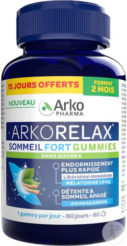 Arkorelax Sommeil Fort Gummies 60 Pièces
