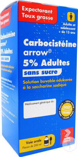 Arrow Generiques Carbocisteine 5% Adultes Sans Sucre Solution Buvable Flacon 200ml