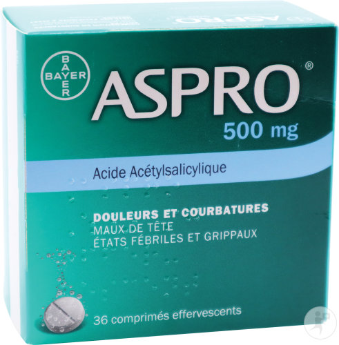Aspro Effervescent 500mg Acide Acétylsalicylique 36 Comprimés Effervescents