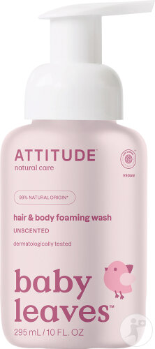 Attitude Baby Leaves Nettoyant Mousse Cheveux Et Corps Bébés Sans Odeur 295ml