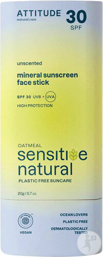 Attitude Bâton Solaire Minéral Visage Peau Sensible Sans Odeur IP30 30g