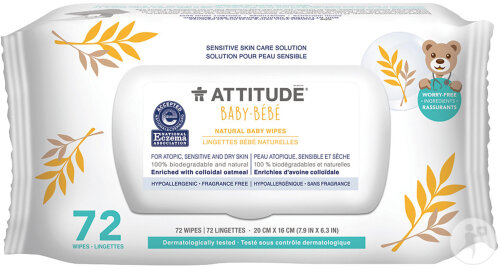 Attitude Bébé Lingettes Naturelles Peau Sensible 72 Pièces