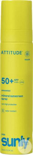 Attitude Sunly Spray Solaire Minéral Visage & Corps Enfants IP50 Sans Parfum Flacon Spray 75ml