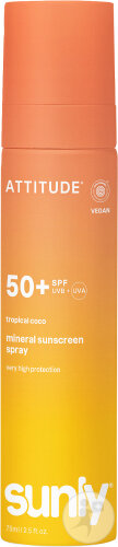Attitude Sunly Spray Solaire Minéral Visage & Corps IP50 Coco Tropicale Flacon Spray 75ml