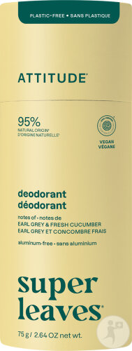 Attitude Super Leaves Déodorant Earl Grey & Concombre Frais Sans Plastique 75g