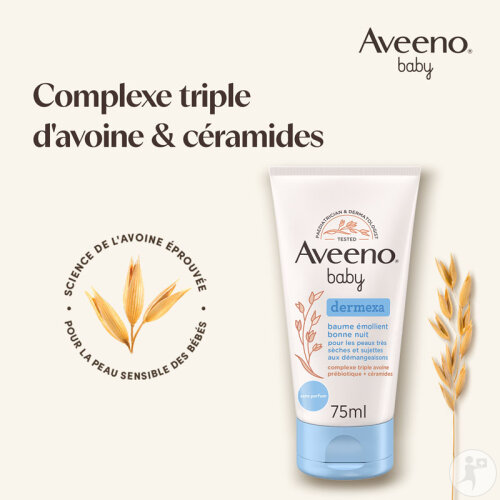 Aveeno Baby Dermexa Baume Émolliente Bonne Nuit Tube 75ml-3